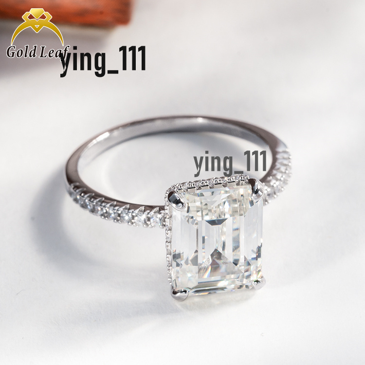 Wholesale Hot Sale 925 Sterling Silver Ring Gold Plated Radiant Cut Moissanite Stones Rings Women s Wedding Gift Rings