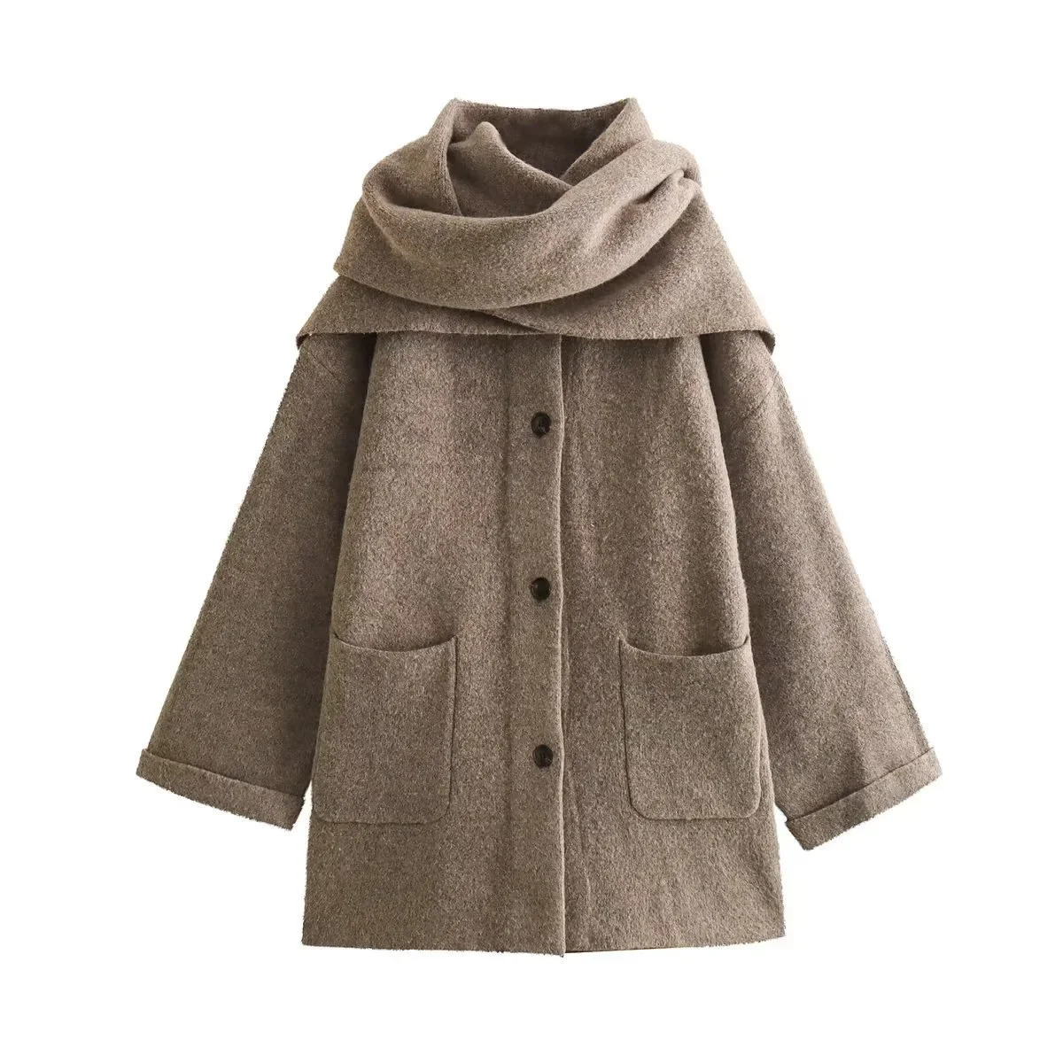 Spring ZR Womens Fashion EuropeanAmerican CrossBorder Cropped Knit Overcoat Jacket Elegant ScarfStyle Trench 250822