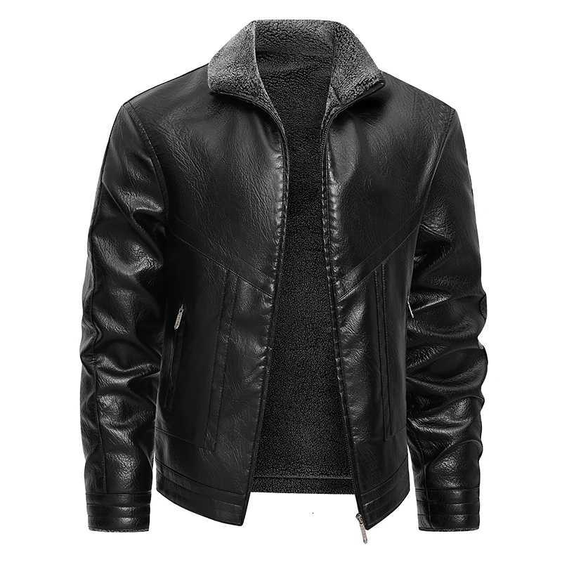 Massgorule hommes automne hiver pune de cuir en cuir manteau solide de fourrure dans les affaires à la mode décontractée grande taille x250822