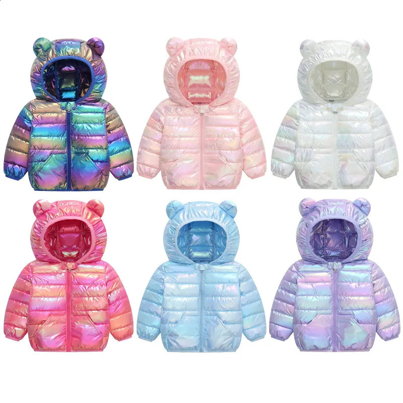 Glossy Fabric Antifouling Boys Girls Hooded Down Jackets Kids Winter Autumn Warm Outerwear Fashion Coat Children Casual Clothing250821