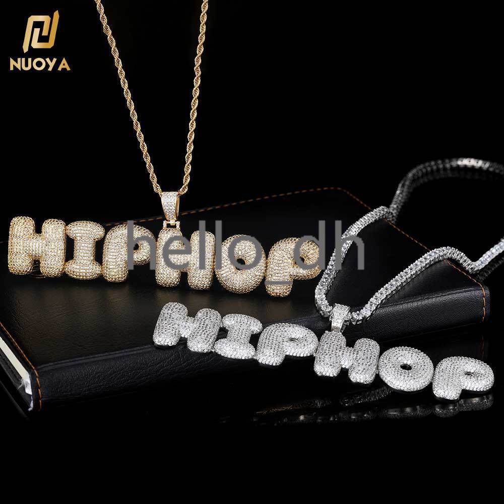 Hip Hop Iced Out Letter Pendant for Necklace Full Pave moissanite Stone Custom Name Necklace Pendant