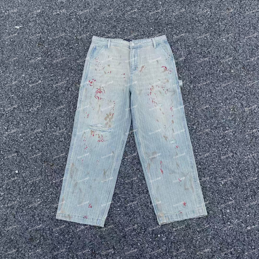 Men'sjeans Unisexe Designer Jeans Fashion Cross Brand High Street En cuir Laboras Laispue Long Jeans Pantalon Pantalon Designer Jeans233