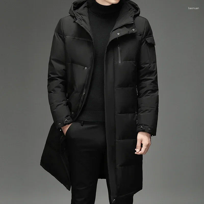Men's Down Fashion Men 90% White Duck Hooded Jackets Winter Thick Warm Waterproof Parka Overcoat Long 5XL