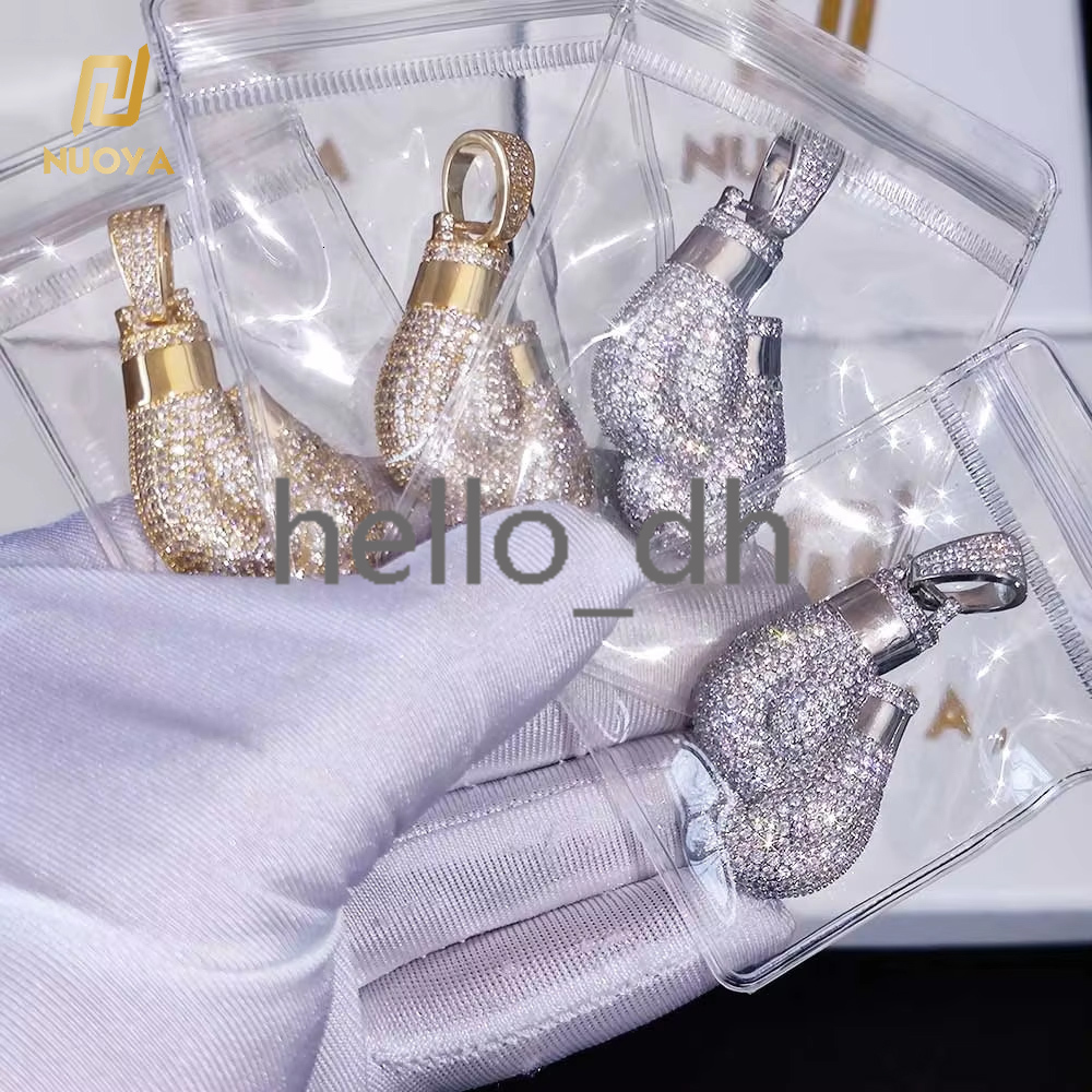 Iced Out Jewelry Full Diamond Boxing Gloves Pendant Gold Silver Plated Brass Shiny moissanite Sports Boxing Pendant
