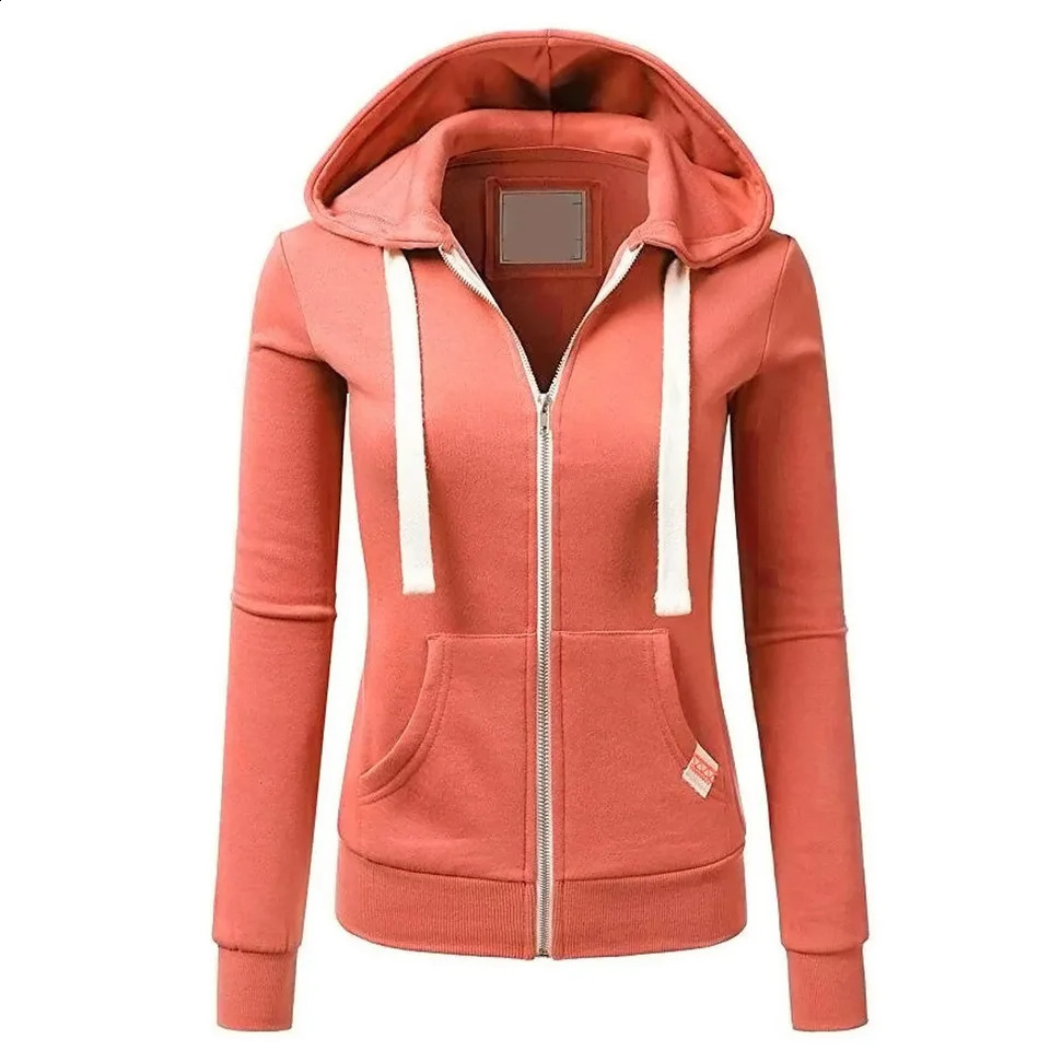 Monochrome hooded sweaters long sleeve top drawstring pockets zippered loose sweaters black Korean fashion autumn250822