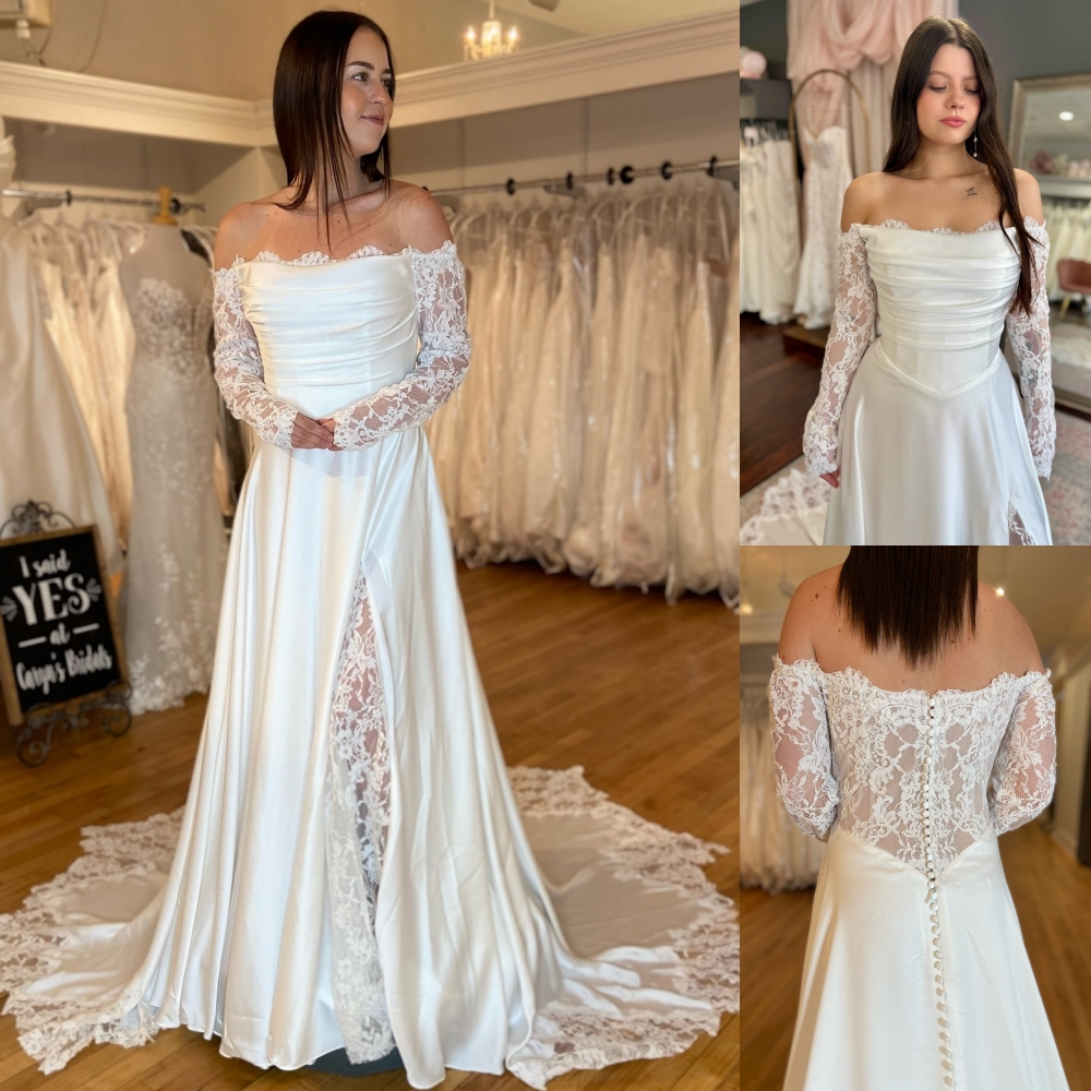 Robe de mariée élégante et minimaliste, écharpe détachable, ligne a, cérémonie de mariée, réception de photos, robe de fiançailles, chapelle de j