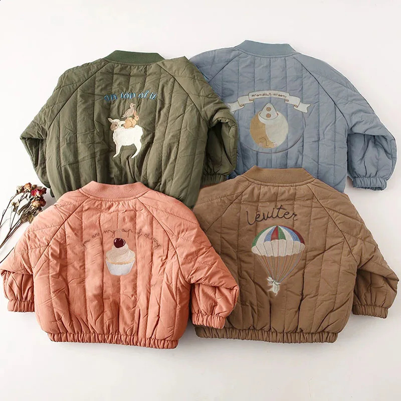 Toddler Baby Boy Girl Jackets Spring Autumn Long Sleeve Embroidery Fleece Cotton Kids Coats Outerwear Children Clothing250821