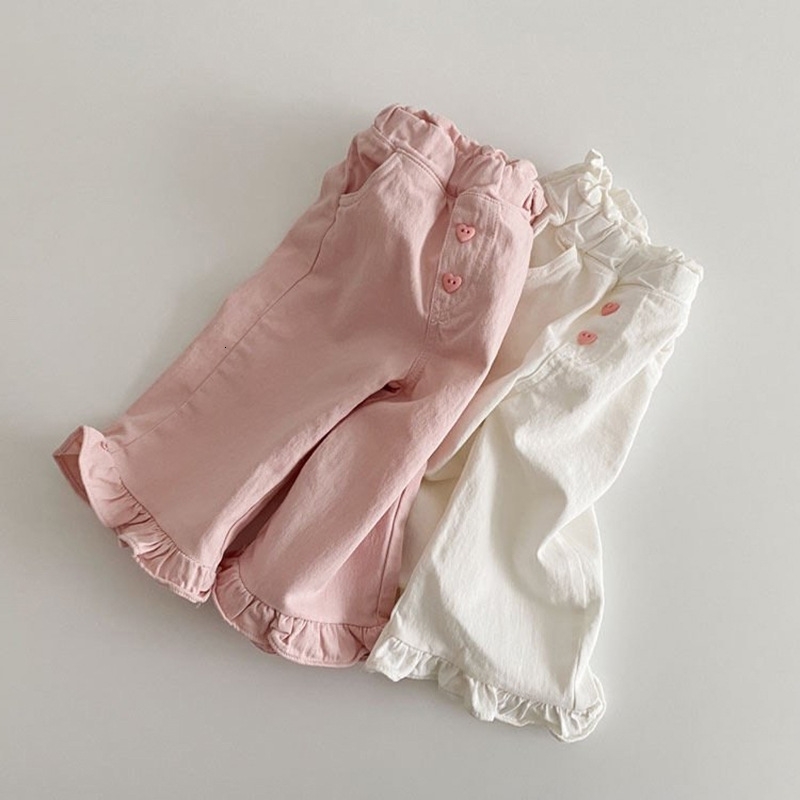 Pantalon de filles Vêtements de printemps bébé fille décontractée en dentelle large pantalon de jambe pour enfants pantalon tendance couleur soli