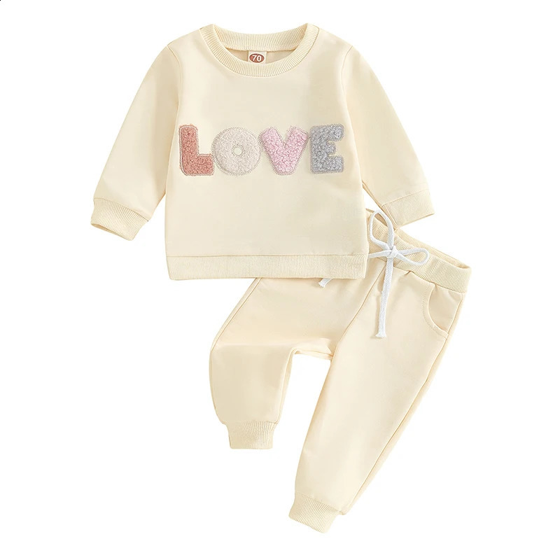 Baby Girl Clothes born Infant Fall Winter Outfits Love Print Long Sleeve Sweatshirts Tops Pants Set 0-24M250821
