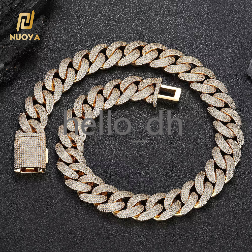 20mm Unisex Diamond Chunky Cuban Link Chain Gold Plated Hip Hop Jewelry Iced Out Cuban Link Chain for Men and Women
