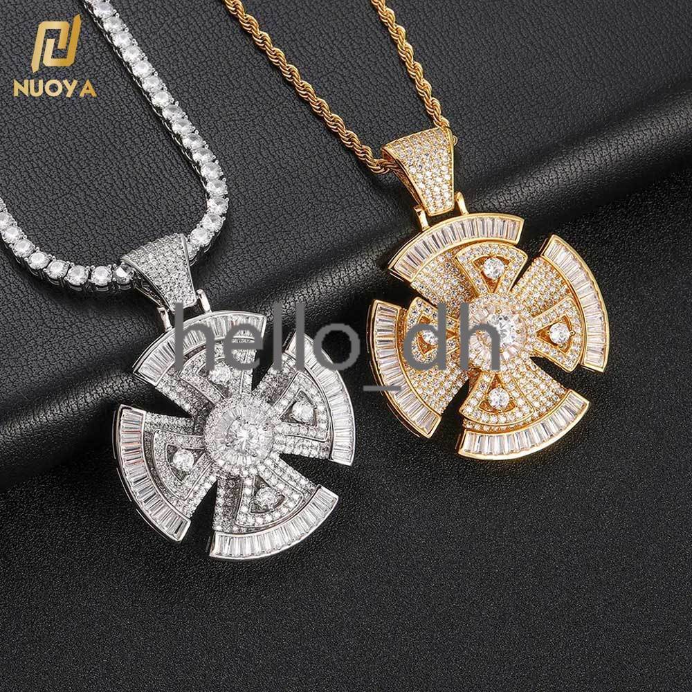 Hip Hop Jewelry Full Iced Out Pendant Bling moissanite moissaniteia Silver Plated Rotatable Cross Pendant