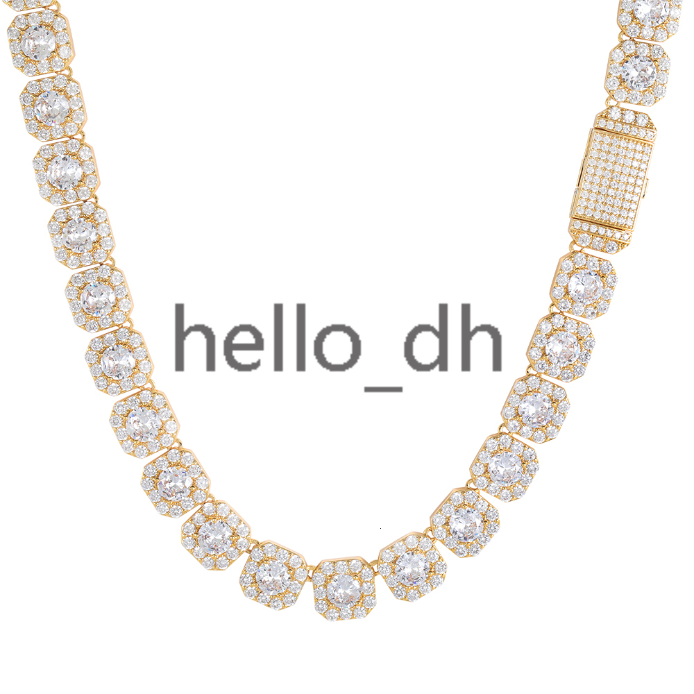 Hip Hop 10mm Shiny Jewelry Big Diamond moissanite moissaniteia Clustered Tennis Chain 18K Gold Women Men Choker Necklaces