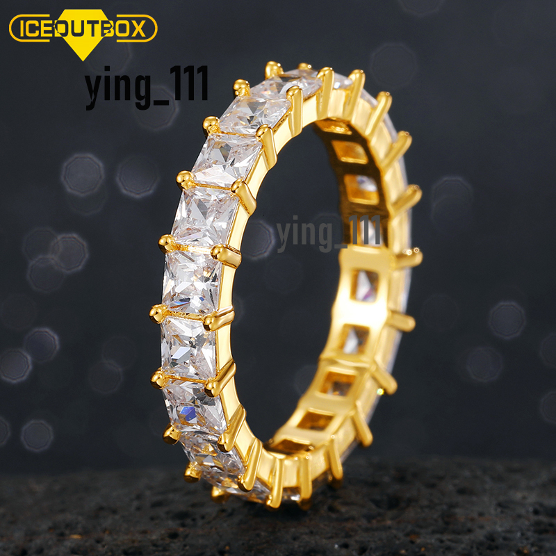 White Gold Filled Iced Out Ring Jewelry Moissanite 14k 18k Gold Plated Moissanite Diamond Hiphop Women Men Ring for Men
