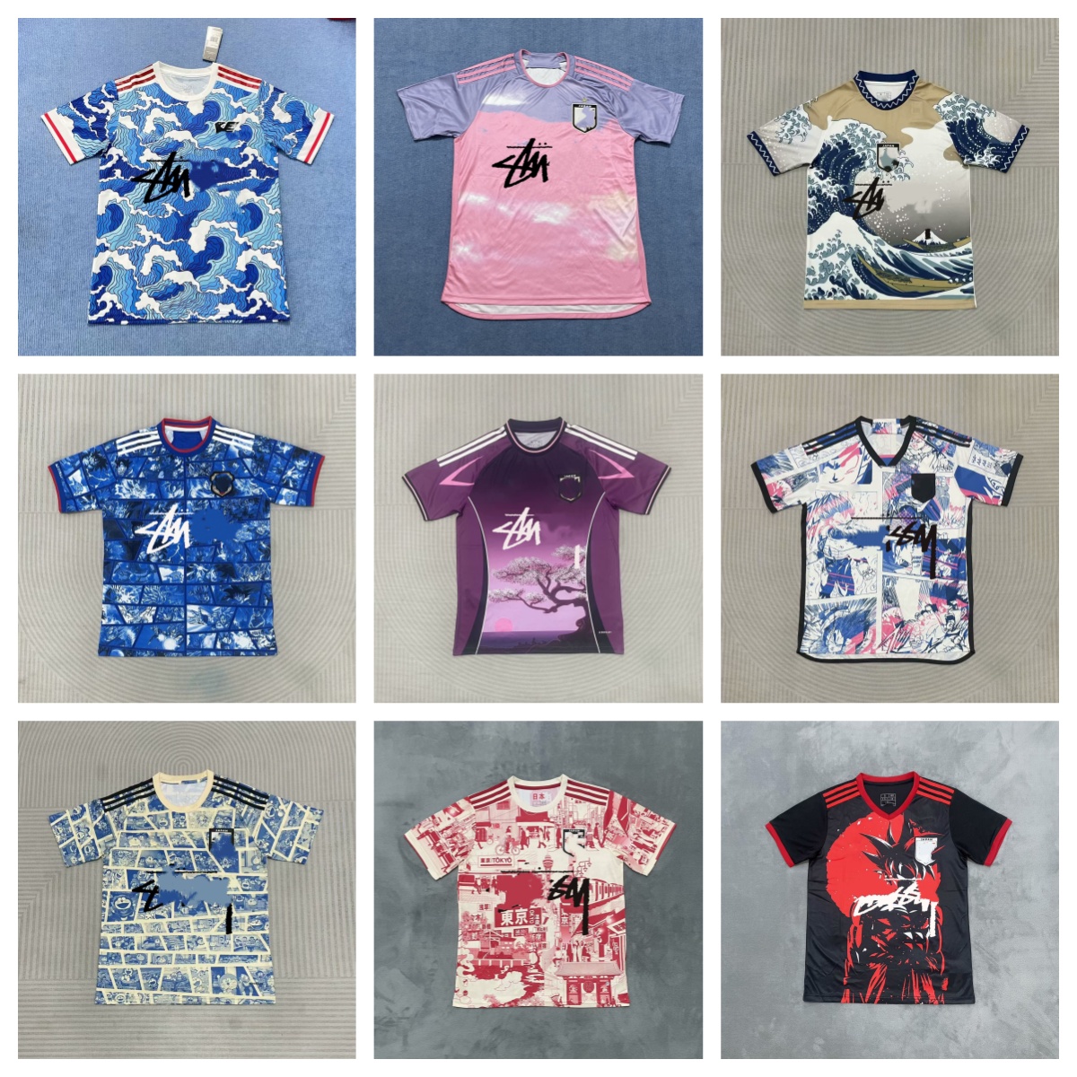 Japan Men's T-shirt National Team Home and Away Jersey Sweat Absorbing Sports T-shirt Training and Fitness Suit Maillot de Foot Football Soccer J