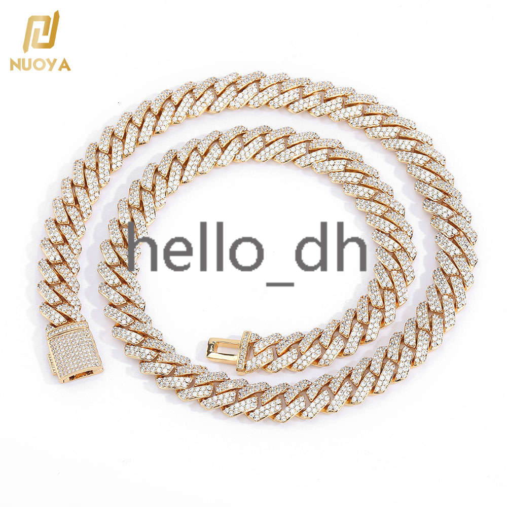 10mm Hip Hop Diamond Cuban Link Chain Necklace Iced Out Micro Pave moissanite Cuban Link Chain for Men Women