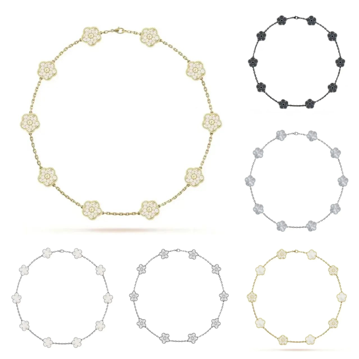 Ten flowers necklace clover necklace designer jewelry 18K Gold Plated Fashionable designs in various colors designer necklace luxury jewelry necklac