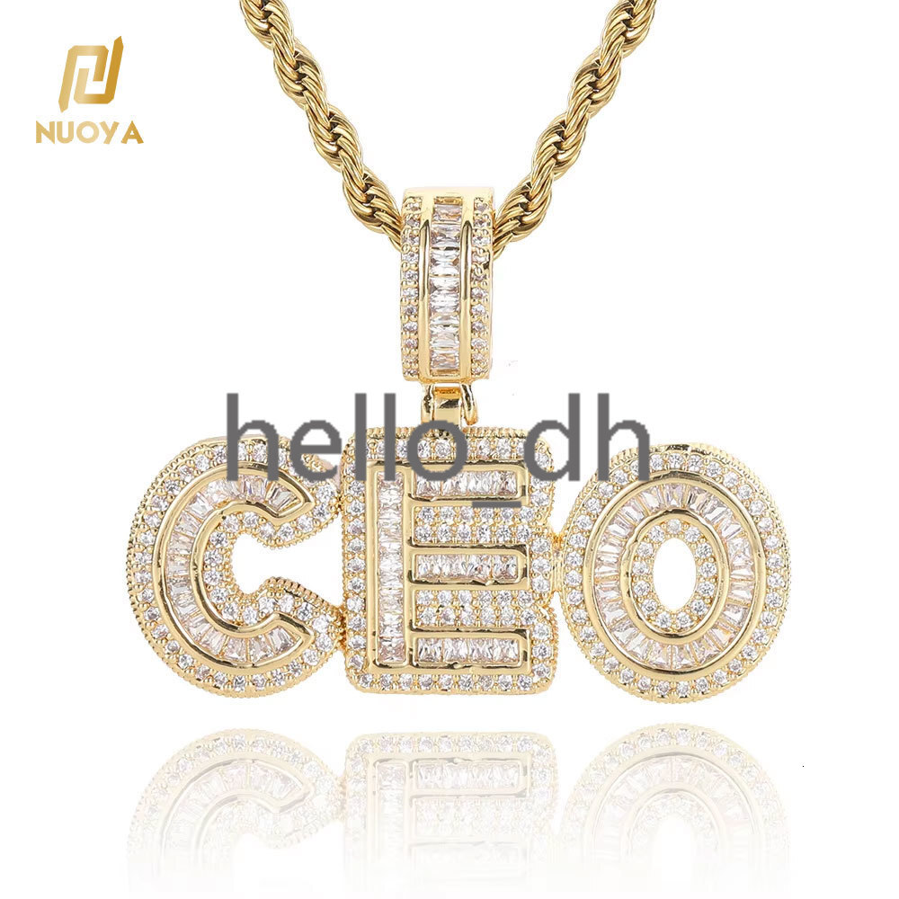 Hip Hop Jewelry Personality Ice Out Baguette Diamond Letter Pendant Stitching Micro-inlaid moissanite Pendant Necklace for Men Women