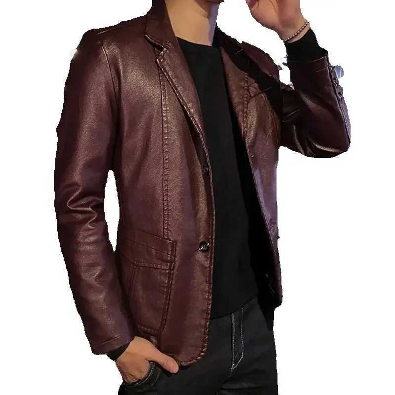 2025 Autumn New Mens Fashion Retro Leather Coat Mens Korean Version Trend Slim Fit Handsome Casual Motorcycle Leather Jacket X250822