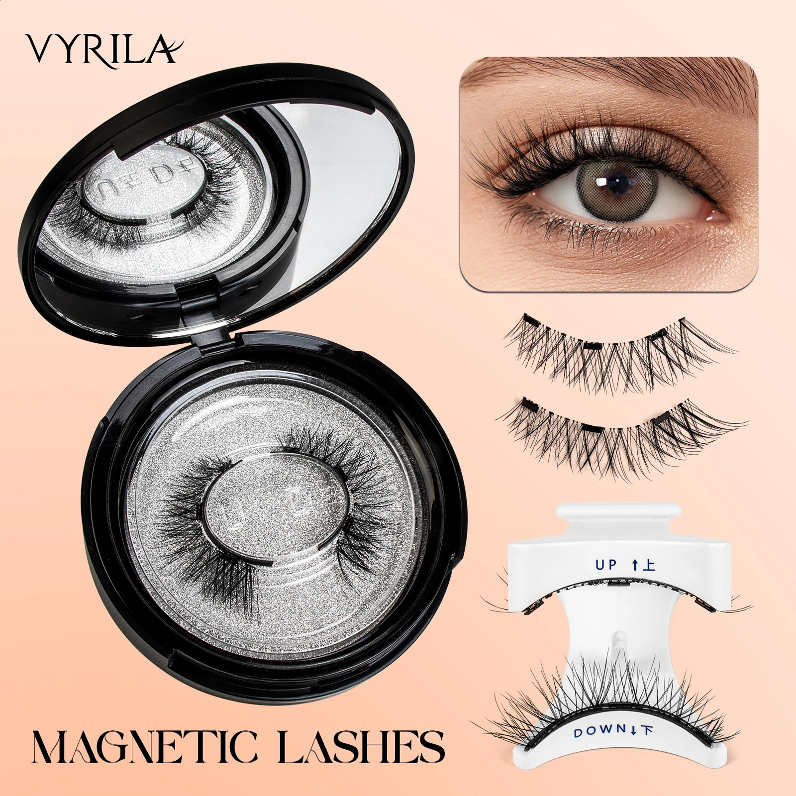 Vyrila Magnetic Cousshes réutilisables 3D Cils sur les aimants Faux cils naturels Cils sans colle avec pincettes 250819