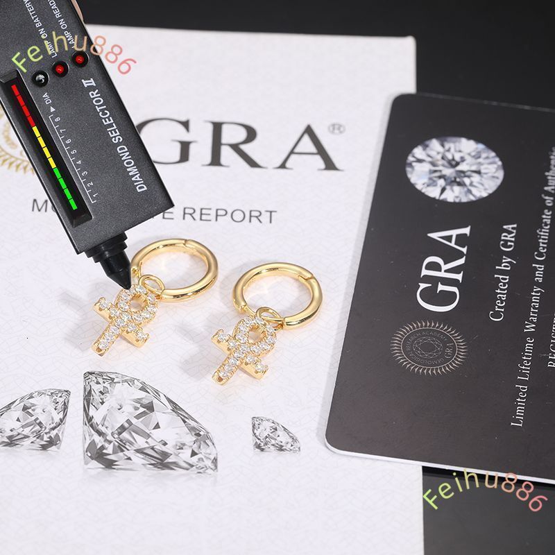 S925 Silver D-Moissanite Earrings Elegant All-Match Simple Cross Key Anh Small and in Stock