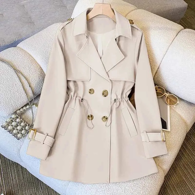 Women Medium Long Styles Windbreaker Coat Ladies Sleeves Lined Outwear Spring Autumn Female Solid Color Trench Jacket 250822