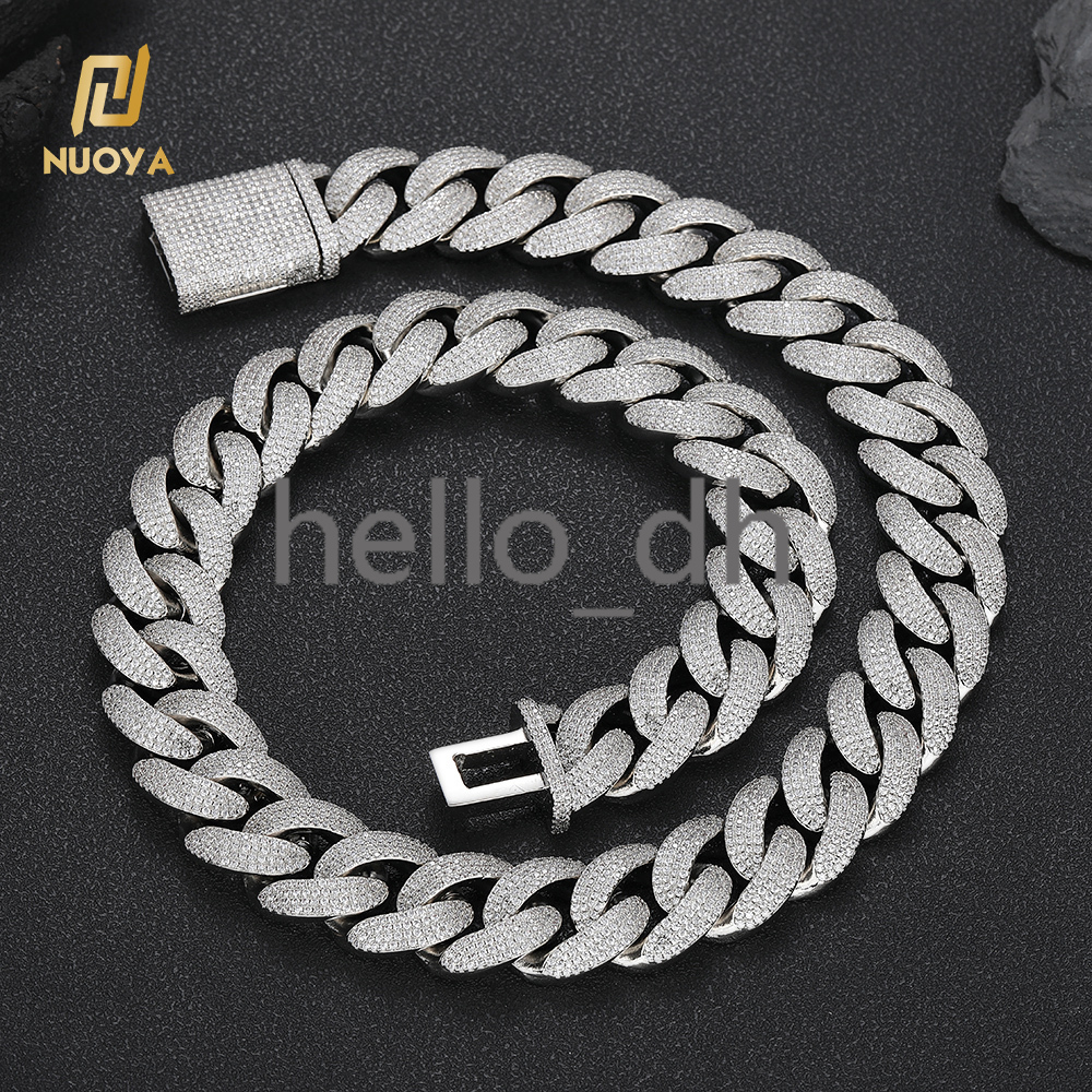 Luxury Micro Pave Diamond Cuban Link Chain 20MM Bling moissanite moissaniteia Full Iced Out Cuban Necklace Hip Hop Jewelry