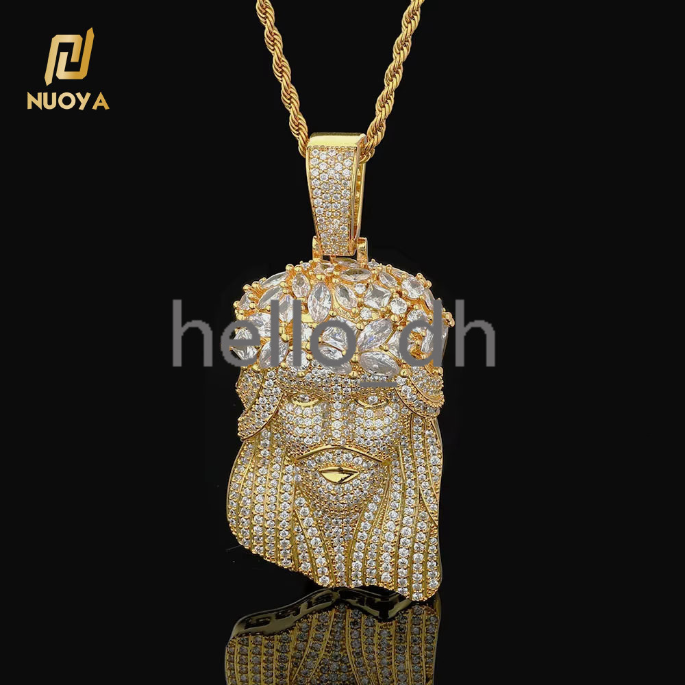 Hip Hop Jewelry Iced Out Diamond Charm Pendant Gold Silver Plated Claw Setting moissanite Wreath Jesus Head Pendant for Women