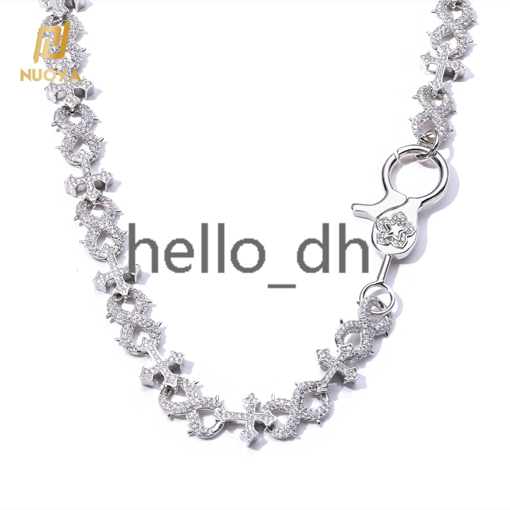 Fashion White Gold Plated Infinite Symbol Cross Link Chain Bling moissanite Wallet Chain Custom Jewelry for Women