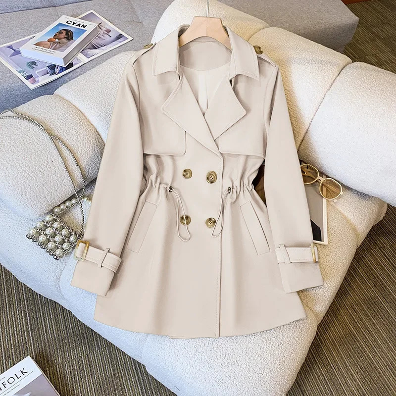 Mediumlength Spring Style Trench Jacket Elegant Slimming Effective Collar Petite Autumn Fashionable Coat 250822