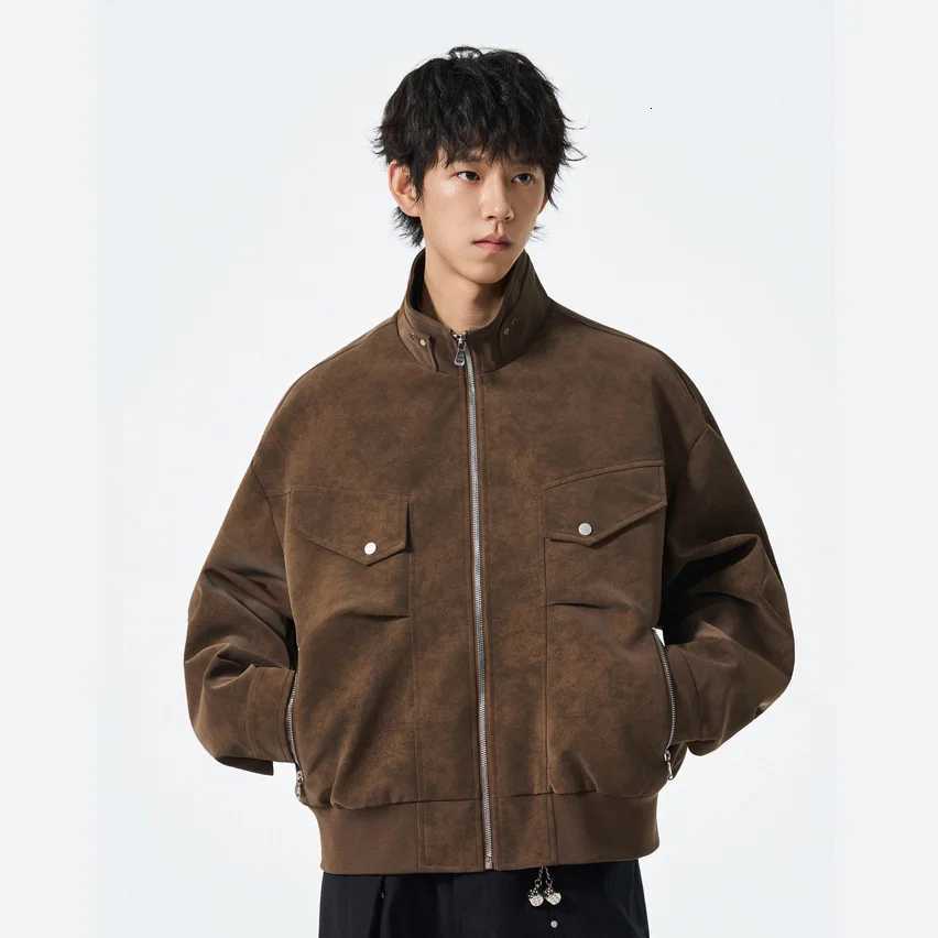 Men Streetwear Fashion Loose Casual Stand Collar Leather Bomber Jacket for Women Vintage Motorcycle Jacket Unisex Coat Clothes X250822