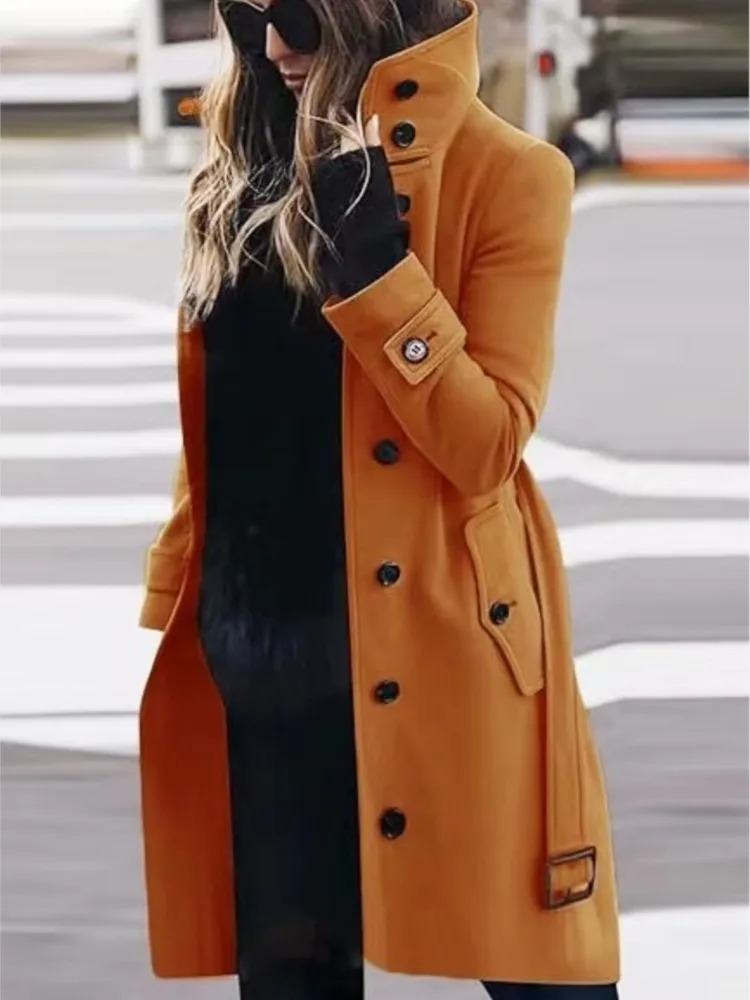 Winter Turndown Neck Woolen Jacket Coat Outerwears Women Fashion Solid Long Sleeve Single Breasted Loose Wool Coats Streetwear 250822