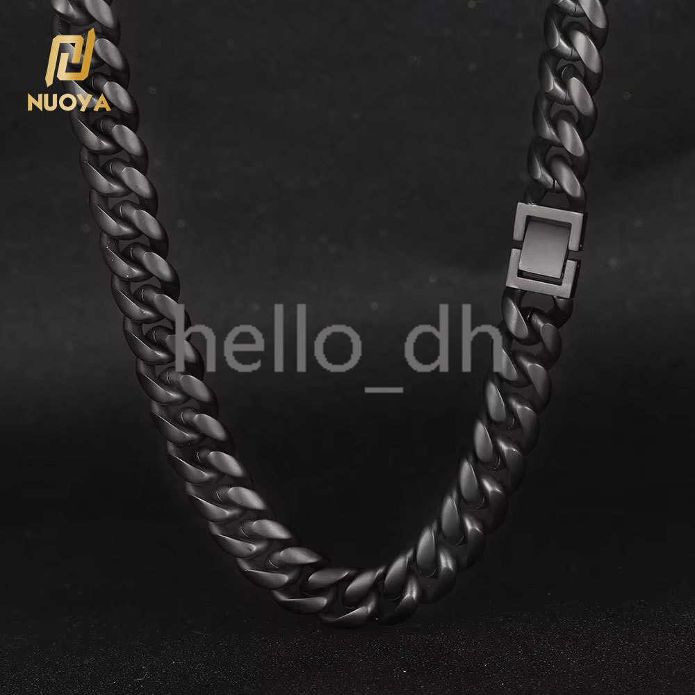 Custom Matte Black Cuban Link Chain Necklace 925 silver 925 silver Cuban Link Chain