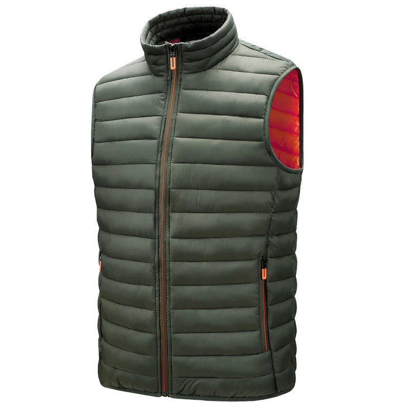 Winter Men Warm Vests Fashion Stand Collor Lightweight Padded Down Waistcoats Cotton Windbreaker Sleeveless Jackets 6XL 250822