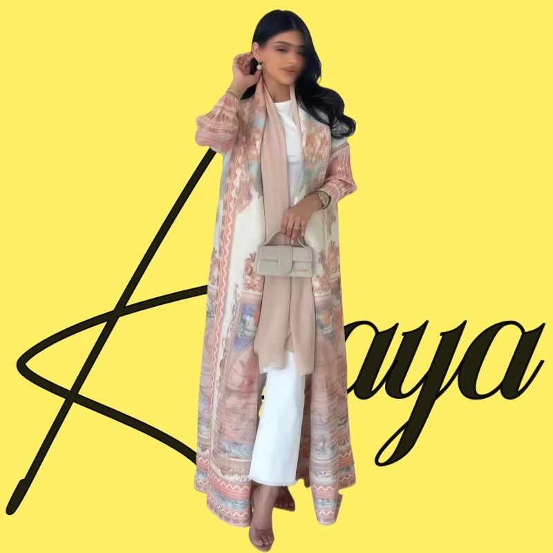 Miyake Pleated Abaya Print Foldable Collar Womens Long Sleeve Robe Winter Original n Fashion Cardigan Coat 250822