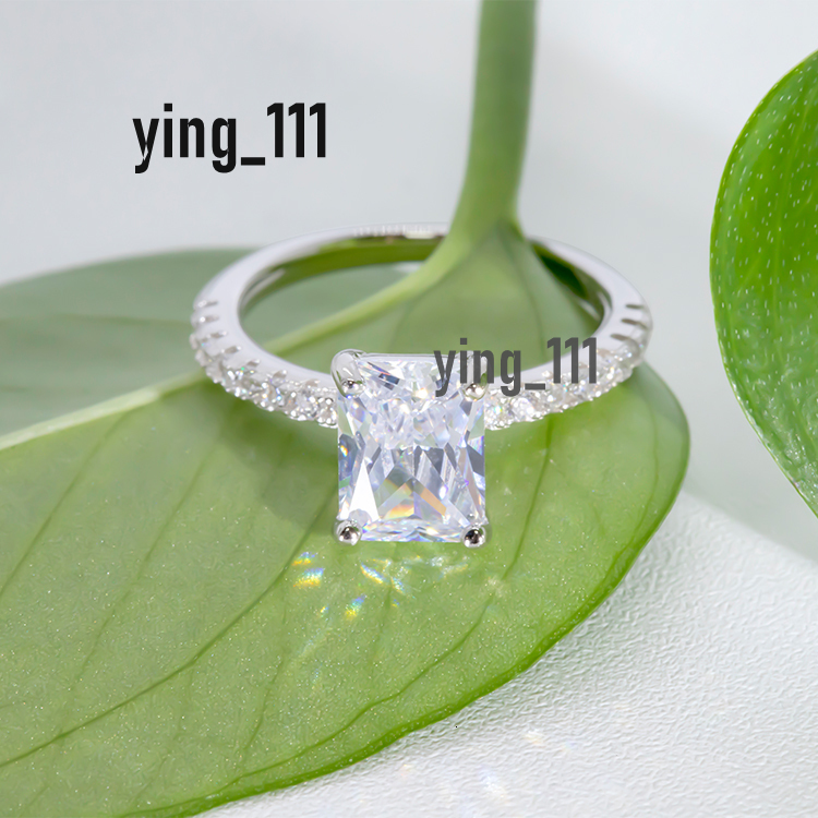 925 Sterling Silver Moissanite Ring White Gold 1CT 2CT 3CT Radiant Ring Moissanite Diamond for Wedding Ring