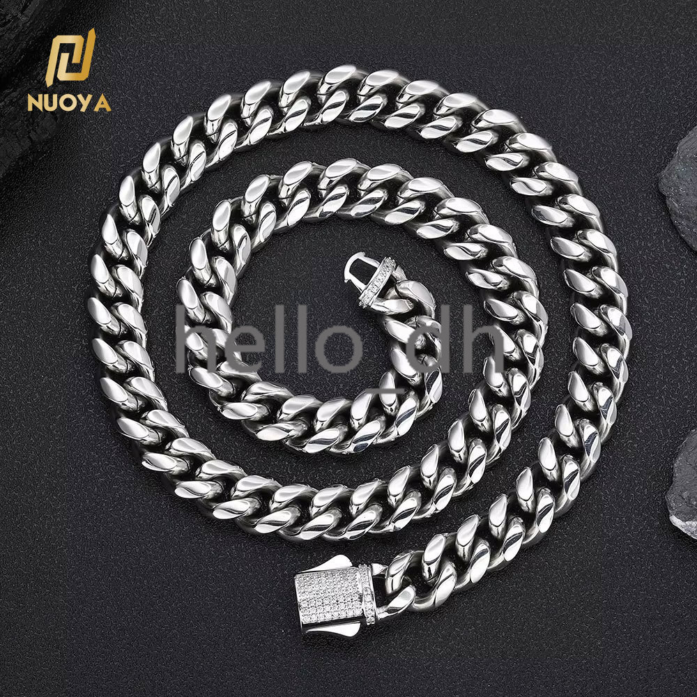 8/10/12mm Hight Quality Cuban Link Chain 925 silver 925 silver Jewelry Iced Out Clasp Silver Gold Plated Curb Chain Necklace