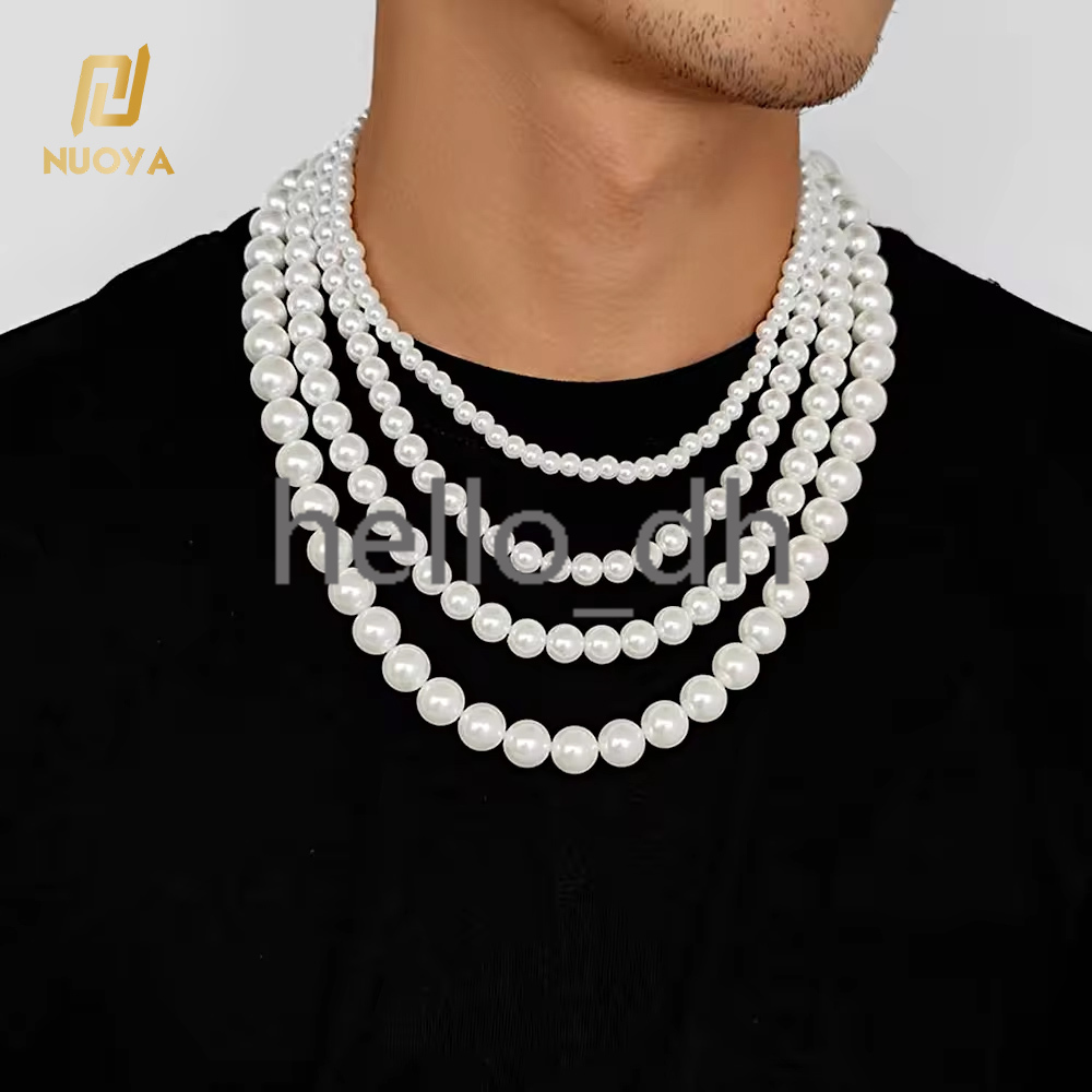 Hip Hop 6/8/10 / 12 mm Perle de perle en verre Perles blanches pour bijoux faisant un collier de cou de perle rond pour femmes