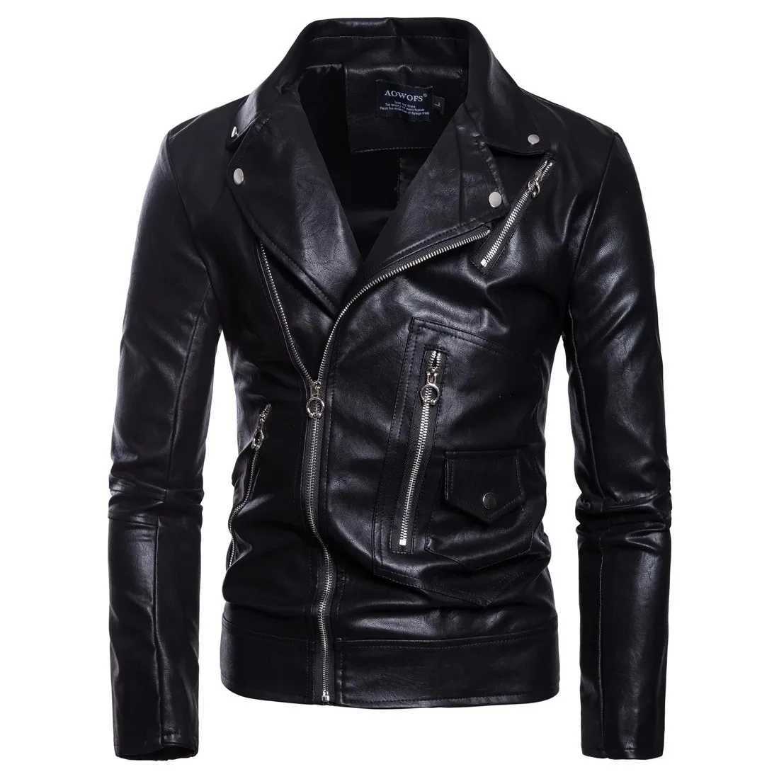 Mens Lapel Leather Jacket Retro Tight Motorcycle PU Jacket Casual Fashion Leather Jacket European Size Short Mens PU X250822