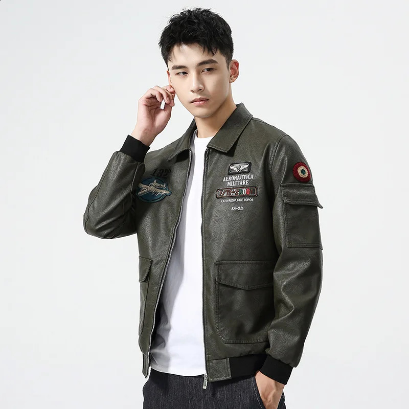 Veste en cuir de bomber hommes femmes lettre hip hop broderie moto de baseball lâche pu manteau décontracté de rue décontractée des coutures 2508
