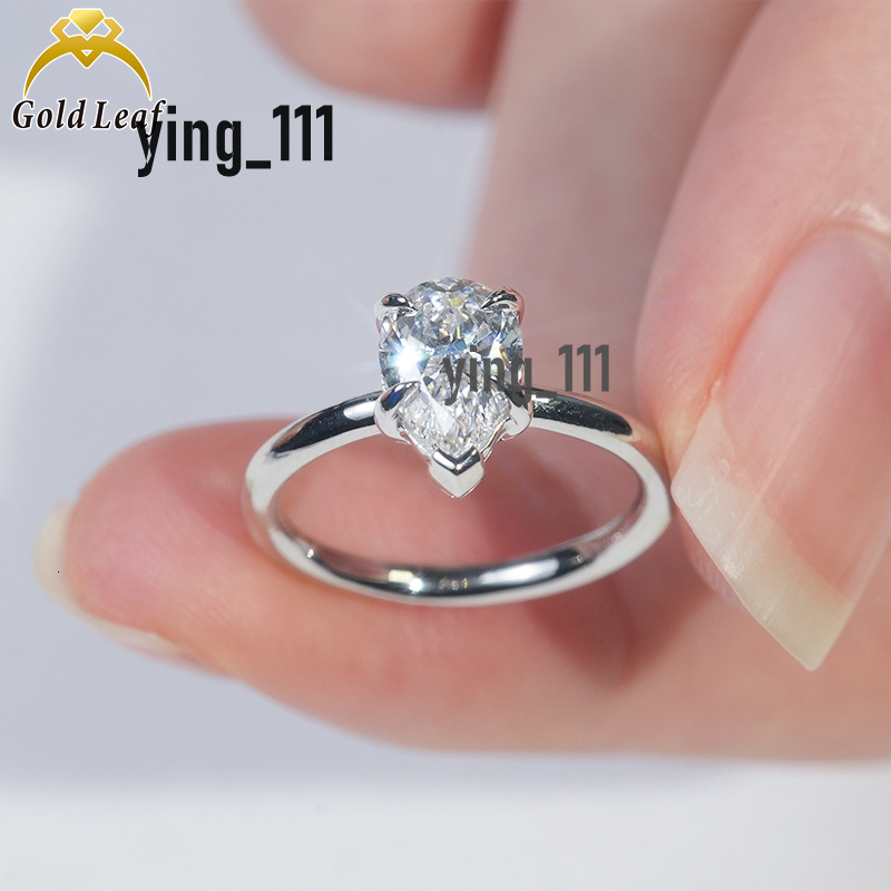 GIA IGI Certified CVD HPHT Lab Grown Created Diamond Silver Rings Pear Engagement Ring Fine Jewelry Rings for Women