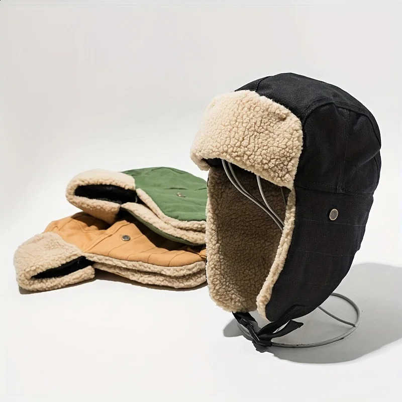 Winter Cold-Proof Lei Feng Hat MenS Outdoor Warm Hat Ear Protection Middle-Aged Elderly Cap Cotton Cap Bomber Cycling Hats 250814