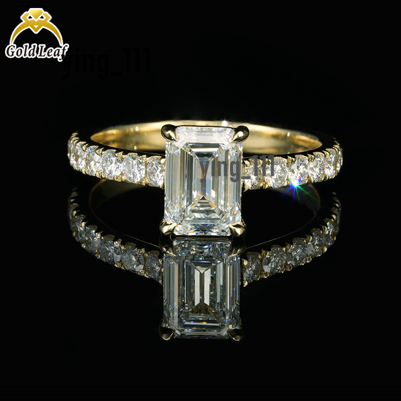 Custom Make 14K Solid Gold Ring 1CT 2CT 3CT Emerald Cut IGI GIA Lab Grown Diamond Ring for Wedding Engagement