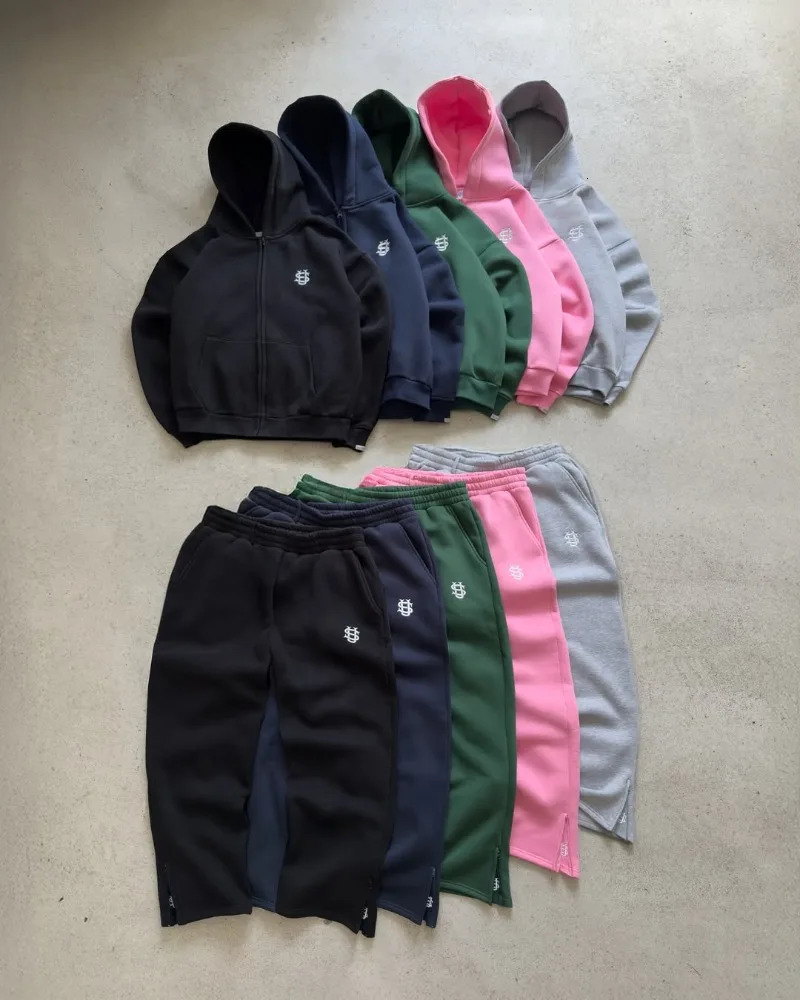 Hip Hop High Street Rock Punk Zipper Hoodie Men Y2K Harajuku Fashion American Casual Oversized Sweatshirt Pants Women 250822