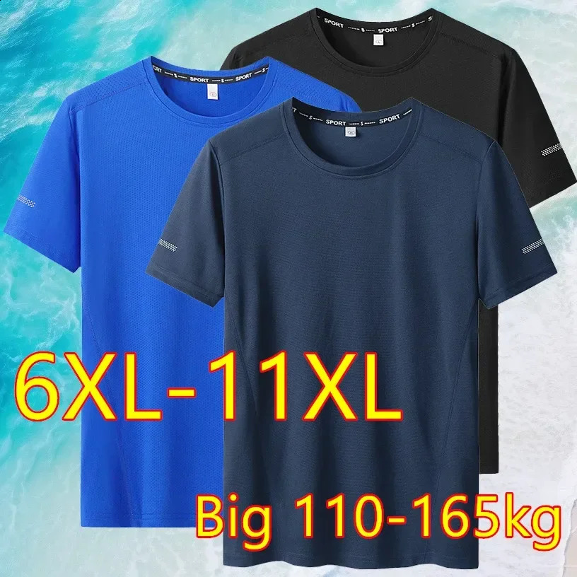T-shirt Big Size 9XL for Men Quick Drying T-shirt for Men Round Neck Plus Size Short Sleeve Oversized T Shirt250822