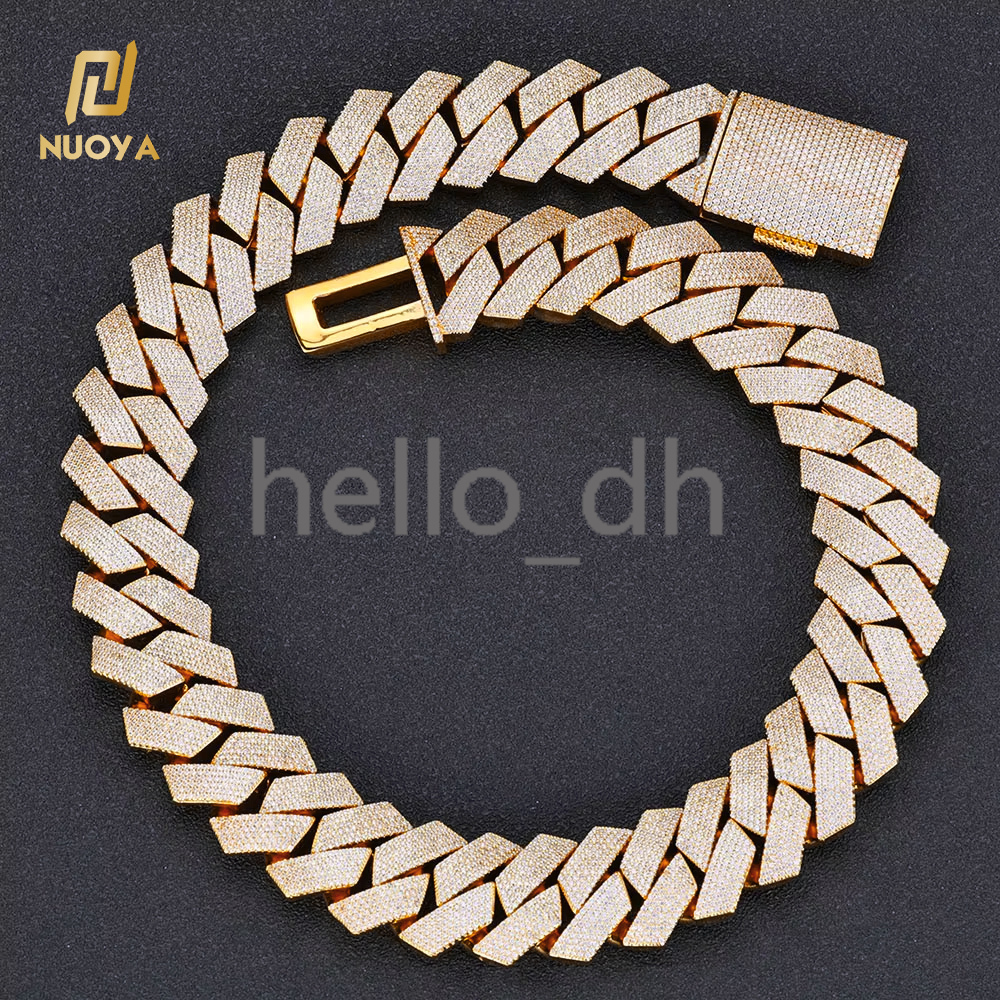 Chaîne de liaison cubaine de 25 mm de 25 mm 6 lignes entièrement en diamant glacé à la chaîne cubaine Collier de bijoux hip hop pour hommes femme