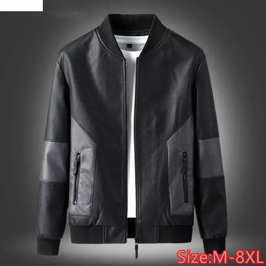 Spring Autumn PU Leather Jackets Men Motorcycle Jackets Oversized Fashion Solid Stand Collar Leather Blazer Coats Male New X250822