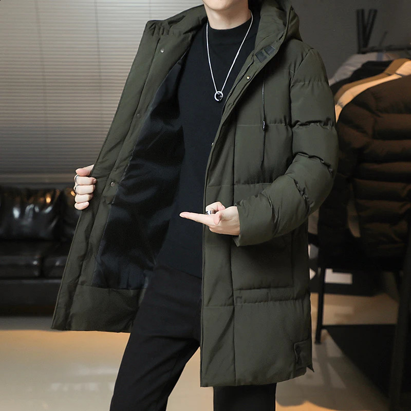Winter Fashion Youth Middle And Long Clothes MenS Korean Version Bread Down Cotton Thickened Warm Coat 250919