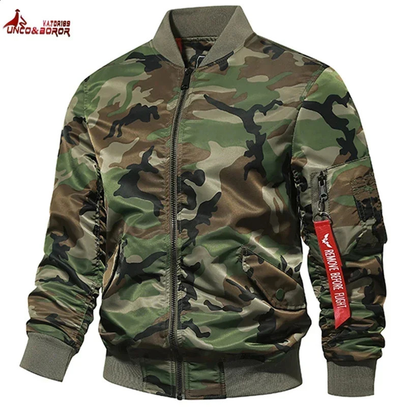Bomber Jacket Men Winter Autumn College Camouflage Jackets Men Motorcycle Coat Windproof Army Pilot Military Jacket Streetwear 250818