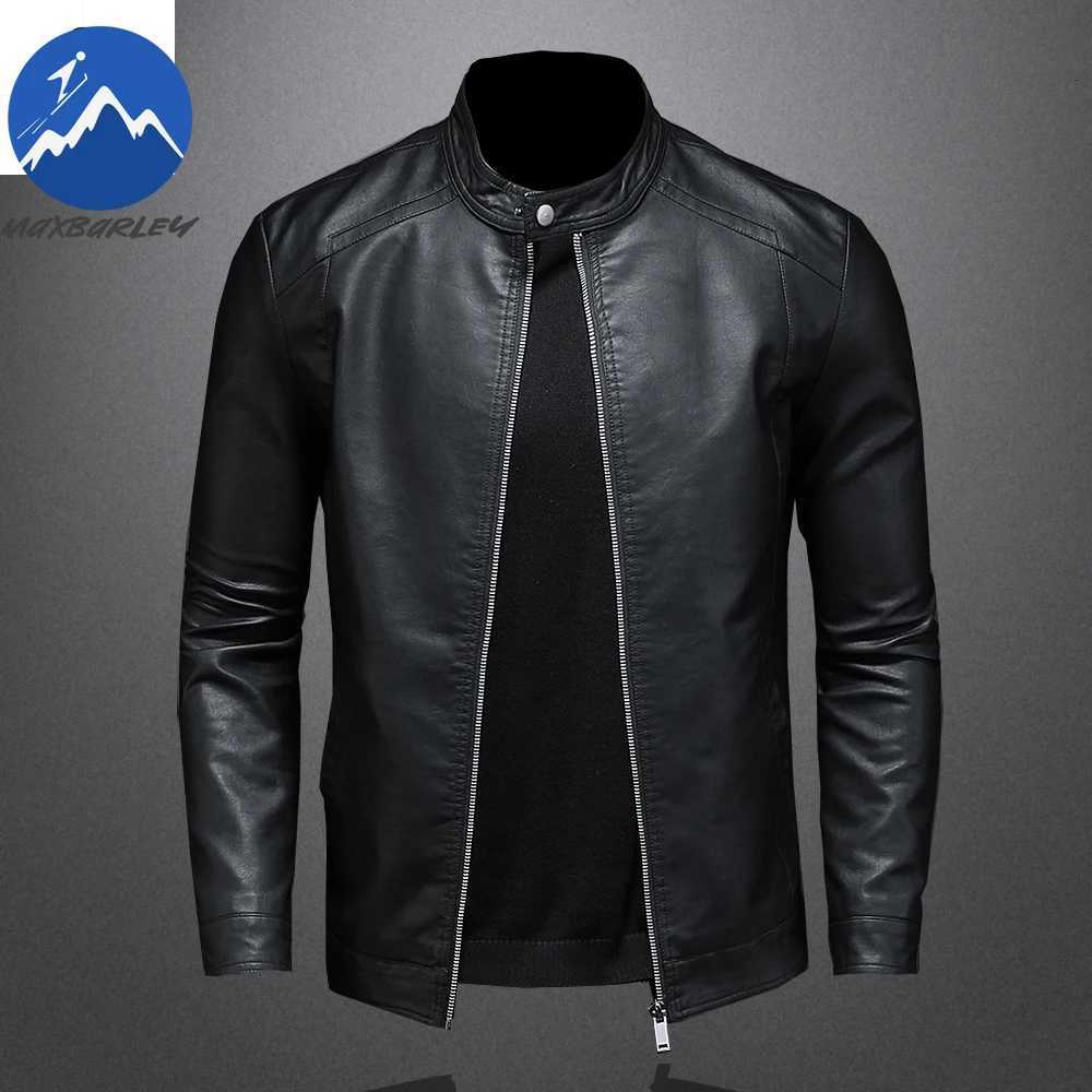 Spring Autumn Leather Jacket Men Stand Collar Slim Pu Leather Jacket Fashion Motorcycle Casual Coat Mens Moto Biker Leather Coat X250822