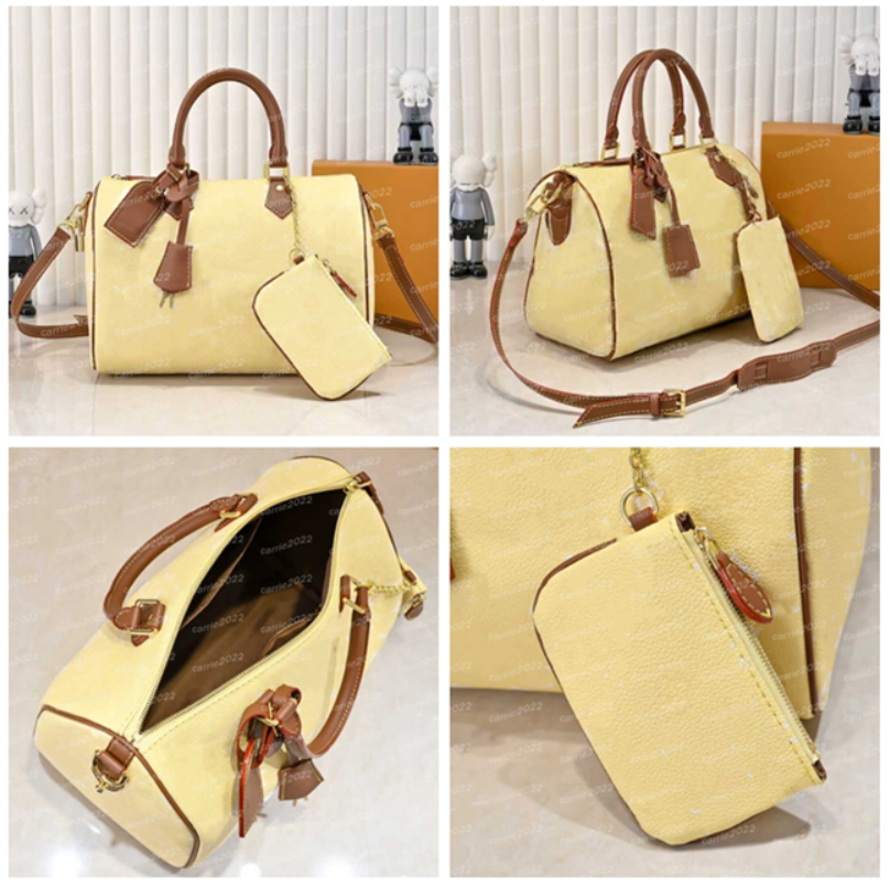 Designer bags Luxury 25CM Yellow Boston leather Bag Totes Handbag Shoulder Bags Crossbody Higher Quality P9 Pouch Purse Soft 25 Pillow Yellow+White